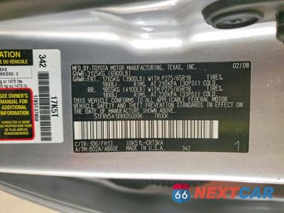 Zdjęcie 12 z 12 samochodu: 2008 TOYOTA TUNDRA SR5 VIN:5TFRV541X8X050996 - miniatura