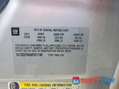 Zdjęcie 12 z 12 samochodu: 2009 CHEVROLET MALIBU LS VIN:1G1ZG57B49F221742 - miniatura