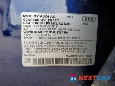 Zdjęcie 14 z 14 samochodu: 2018 AUDI Q5 PREMIUM PLUS VIN:WA1BNAFY5J2160422 - miniatura