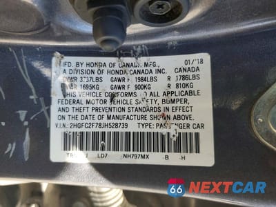 Zdjęcie 12 z 12 samochodu: 2018 HONDA CIVIC EX VIN:2HGFC2F78JH528739 - miniatura
