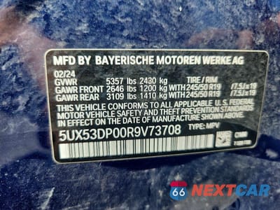 Zdjęcie 13 z 13 samochodu: 2024 BMW X3 XDRIVE30I VIN:5UX53DP00R9V73708 - miniatura