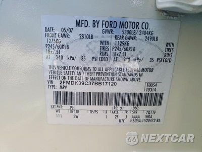 Zdjęcie 13 z 13 samochodu: 2007 FORD EDGE SEL PLUS VIN:2FMDK39C37BB17120 - miniatura