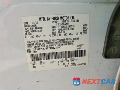 Zdjęcie 12 z 12 samochodu: 2015 FORD EDGE SEL VIN:2FMTK3J92FBB21380 - miniatura