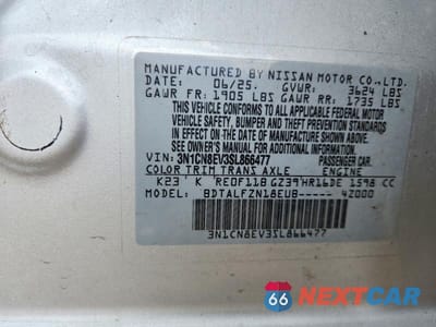 Zdjęcie 12 z 12 samochodu: 2025 NISSAN VERSA SV VIN:3N1CN8EV3SL866477 - miniatura