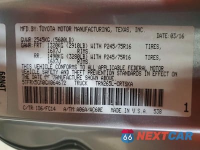 Zdjęcie 12 z 12 samochodu: 2016 TOYOTA TACOMA SR5 VIN:5TFRX5GN0GX064672 - miniatura