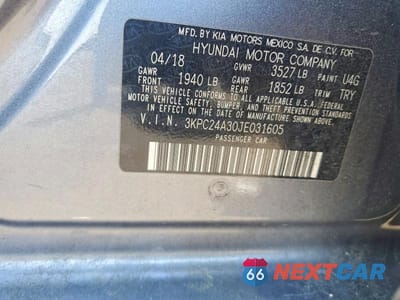 Zdjęcie 12 z 12 samochodu: 2018 HYUNDAI ACCENT SEL VIN:3KPC24A30JE031605 - miniatura