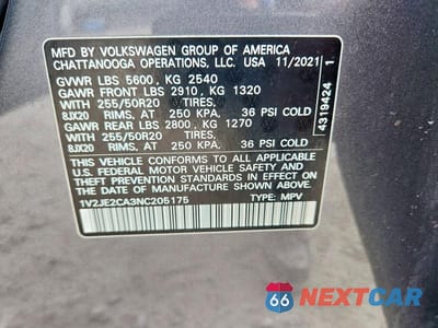 Zdjęcie 13 z 13 samochodu: 2022 VOLKSWAGEN ATLAS CROSS SPORT SE VIN:1V2JE2CA3NC205175 - miniatura