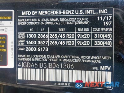 Zdjęcie 13 z 13 samochodu: 2018 MERCEDES-BENZ GLE 350 VIN:4JGDA5JB3JB061386 - miniatura