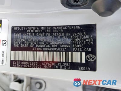Zdjęcie 12 z 12 samochodu: 2019 TOYOTA CAMRY XSE VIN:4T1B61HK6KU850337 - miniatura