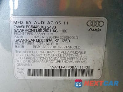 Zdjęcie 12 z 12 samochodu: 2011 AUDI Q5 PREMIUM PLUS VIN:WA1LFAFP0BA111435 - miniatura