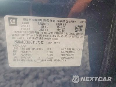 Zdjęcie 12 z 12 samochodu: 2016 CHEVROLET EQUINOX LT VIN:2GNALCEK6G1167542 - miniatura