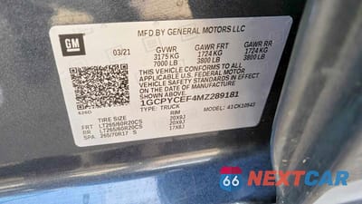 Zdjęcie 10 z 10 samochodu: 2021 CHEVROLET SILVERADO K1500 TRAIL BOSS CUSTOM VIN:1GCPYCEF4MZ289181 - miniatura