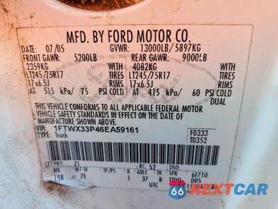 Zdjęcie 12 z 12 samochodu: 2006 FORD F350 SUPER DUTY VIN:1FTWX33P46EA59161 - miniatura