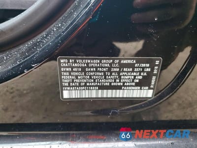 Zdjęcie 12 z 12 samochodu: 2015 VOLKSWAGEN PASSAT S VIN:1VWAS7A33FC116328 - miniatura