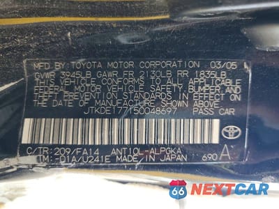 Zdjęcie 12 z 12 samochodu: 2005 SCION TC BASE VIN:JTKDE177150048697 - miniatura