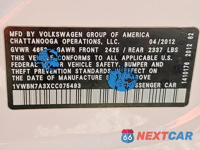Zdjęcie 13 z 13 samochodu: 2012 VOLKSWAGEN PASSAT SE VIN:1VWBN7A3XCC075493 - miniatura