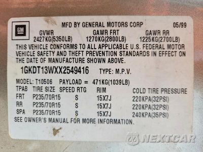 Zdjęcie 14 z 14 samochodu: 1999 GMC JIMMY VIN:1GKDT13WXX2549416 - miniatura