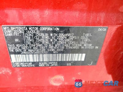 Zdjęcie 13 z 13 samochodu: 2006 TOYOTA RAV4 BASE VIN:JTMZD33V265022050 - miniatura