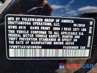 Zdjęcie 12 z 12 samochodu: 2016 VOLKSWAGEN PASSAT SE VIN:1VWBT7A31GC065284 - miniatura
