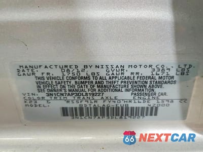 Zdjęcie 12 z 12 samochodu: 2013 NISSAN VERSA 1.6 S VIN:3N1CN7AP3DL819227 - miniatura