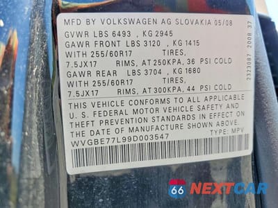 Zdjęcie 13 z 13 samochodu: 2009 VOLKSWAGEN TOUAREG 2 V6 VIN:WVGBE77L99D003547 - miniatura