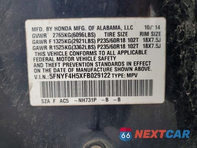 Zdjęcie 13 z 13 samochodu: 2015 HONDA PILOT EXL VIN:5FNYF4H5XFB029122 - miniatura