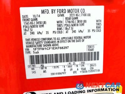 Zdjęcie 12 z 12 samochodu: 2014 FORD F150 SUPERCREW VIN:1FTFW1CF1EKF68297 - miniatura
