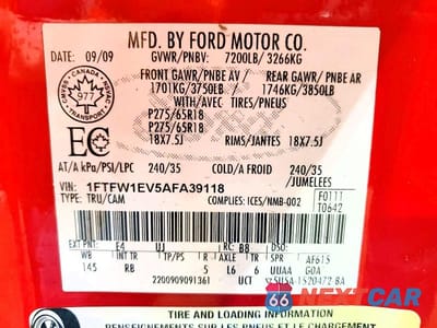Zdjęcie 12 z 12 samochodu: 2010 FORD F150 SUPERCREW VIN:1FTFW1EV5AFA39118 - miniatura