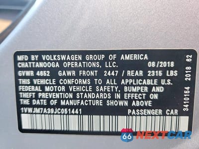 Zdjęcie 12 z 12 samochodu: 2018 VOLKSWAGEN PASSAT GT VIN:1VWJM7A39JC051441 - miniatura