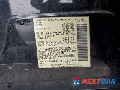 Zdjęcie 14 z 14 samochodu: 2014 NISSAN XTERRA S VIN:5N1AN0NU8EN812797 - miniatura