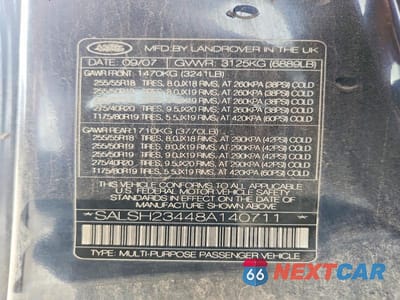 Zdjęcie 13 z 13 samochodu: 2008 LAND ROVER RANGE ROVER SPORT SUPERCHARGED VIN:SALSH23448A140711 - miniatura