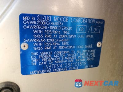 Zdjęcie 13 z 13 samochodu: 2008 SUZUKI GRAND VITARA VIN:JS3TE941284101519 - miniatura