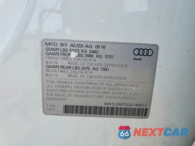 Zdjęcie 13 z 13 samochodu: 2016 AUDI Q5 PREMIUM PLUS VIN:WA1L2AFP2GA146612 - miniatura