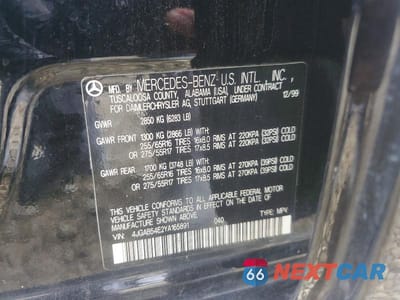 Zdjęcie 13 z 13 samochodu: 2000 MERCEDES-BENZ ML 320 VIN:4JGAB54E2YA165891 - miniatura