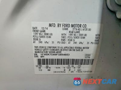 Zdjęcie 13 z 13 samochodu: 2015 FORD EXPLORER XLT VIN:1FM5K7D89FGB64853 - miniatura