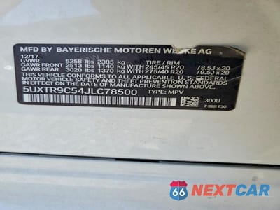Zdjęcie 12 z 12 samochodu: 2018 BMW X3 XDRIVE30I VIN:5UXTR9C54JLC78500 - miniatura
