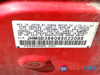 Zdjęcie 12 z 12 samochodu: 2008 HONDA FIT SPORT VIN:JHMGD38608S022088 - miniatura