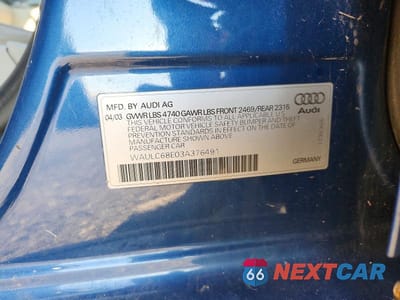 Zdjęcie 12 z 12 samochodu: 2003 AUDI A4 1.8T QUATTRO VIN:WAULC68E03A376491 - miniatura