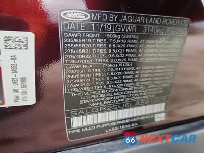 Zdjęcie 12 z 12 samochodu: 2020 LAND ROVER RANGE ROVER VIN:SALGR2SU6LA591605 - miniatura