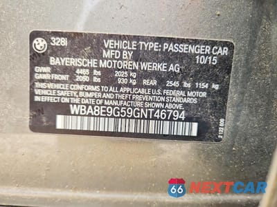 Zdjęcie 12 z 12 samochodu: 2016 BMW 328 I SULEV VIN:WBA8E9G59GNT46794 - miniatura