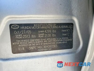 Zdjęcie 12 z 12 samochodu: 2006 HYUNDAI SONATA GL VIN:5NPET46C36H060565 - miniatura