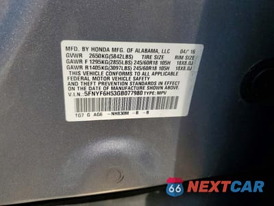 Zdjęcie 13 z 13 samochodu: 2016 HONDA PILOT EXL VIN:5FNYF6H53GB077980 - miniatura