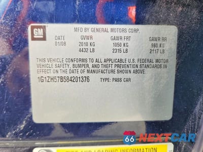 Zdjęcie 12 z 12 samochodu: 2008 CHEVROLET MALIBU 1LT VIN:1G1ZH57B584201376 - miniatura