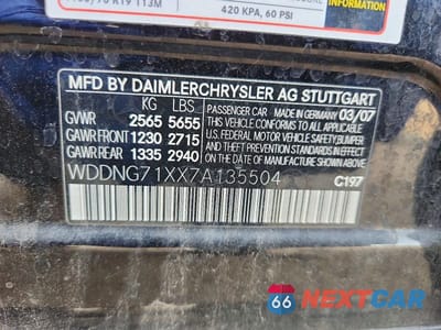 Zdjęcie 12 z 12 samochodu: 2007 MERCEDES-BENZ S 550 VIN:WDDNG71XX7A135504 - miniatura