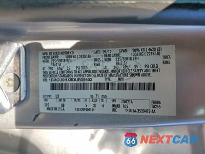 Zdjęcie 12 z 12 samochodu: 2013 FORD ESCAPE SEL VIN:1FMCU0HX0DUB08602 - miniatura