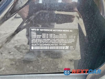 Zdjęcie 13 z 13 samochodu: 2021 BMW X3 SDRIVE30I VIN:5UXTY3C04M9G49791 - miniatura