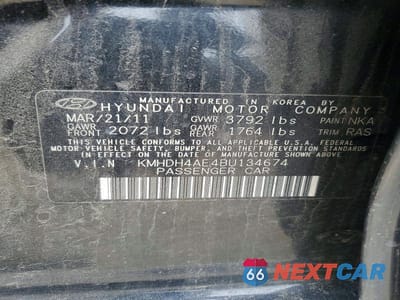 Zdjęcie 13 z 13 samochodu: 2011 HYUNDAI ELANTRA GLS VIN:KMHDH4AE4BU134674 - miniatura