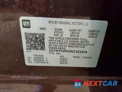 Zdjęcie 12 z 12 samochodu: 2022 CADILLAC XT6 SPORT VIN:1GYKPGRS3NZ161604 - miniatura