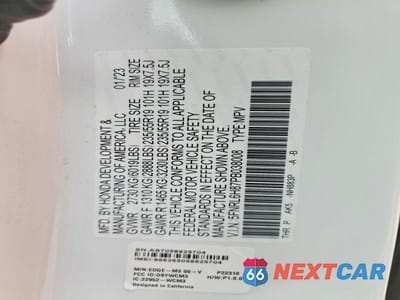 Zdjęcie 13 z 13 samochodu: 2023 HONDA ODYSSEY TOURING VIN:5FNRL6H87PB038008 - miniatura