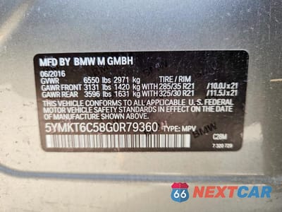 Zdjęcie 13 z 13 samochodu: 2016 BMW X5 M VIN:5YMKT6C58G0R79360 - miniatura